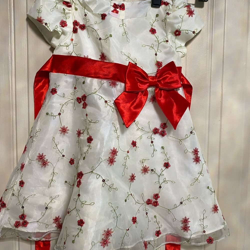 Red Beautiful Great Condition Floral Girls Dress Size 24 Months - Picture 7 of 7